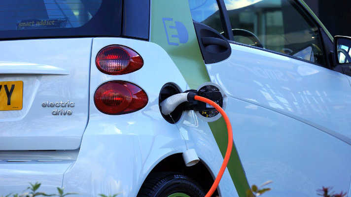 An electric car being charged